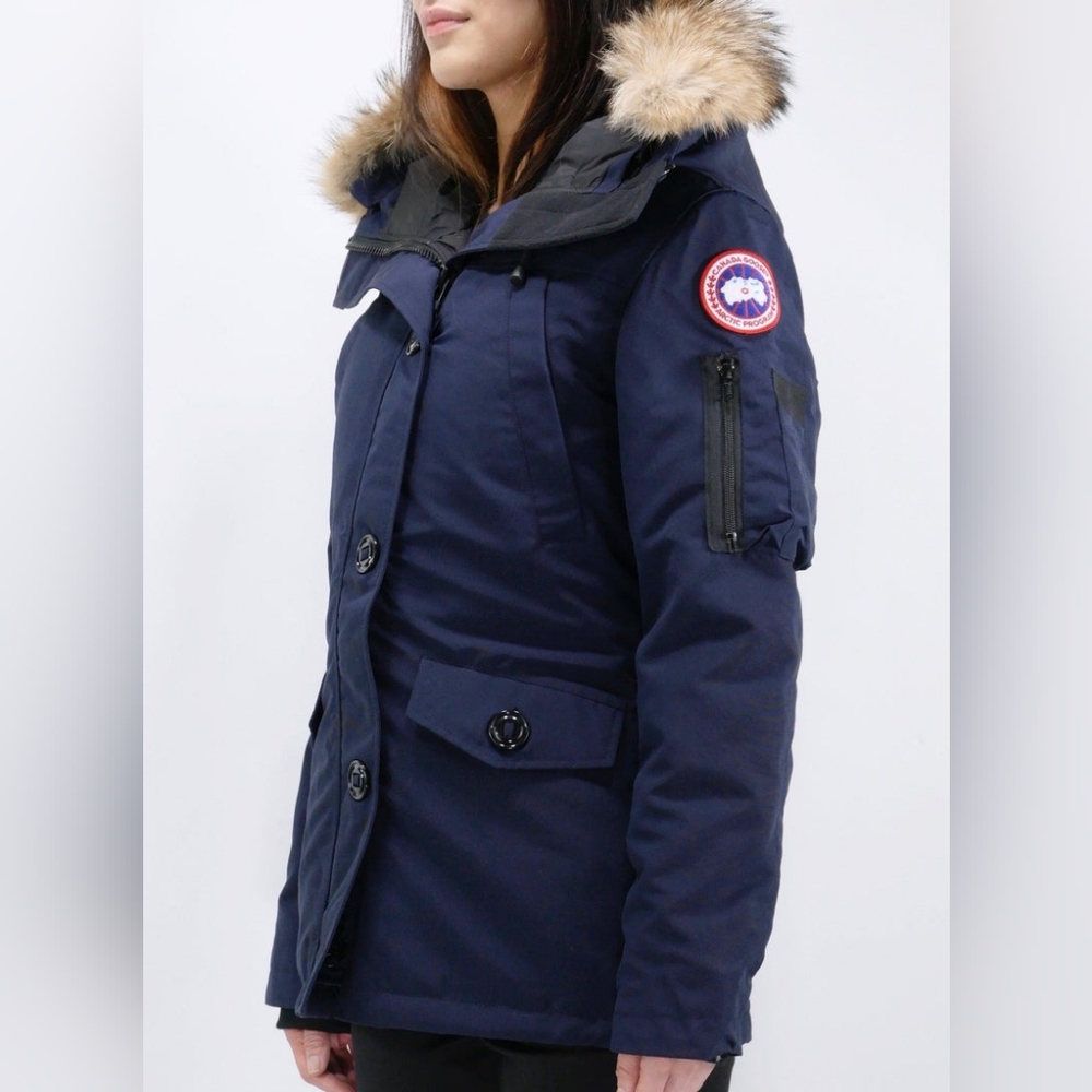 Canada Goose Navy Blue Down Parka with Fur Trim Hood